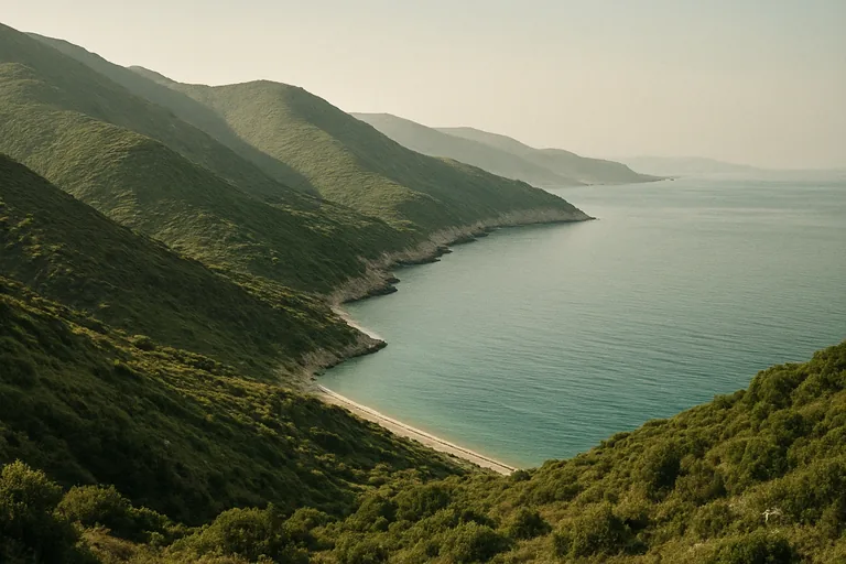 AI-generated landscape illustration inspired by Albania