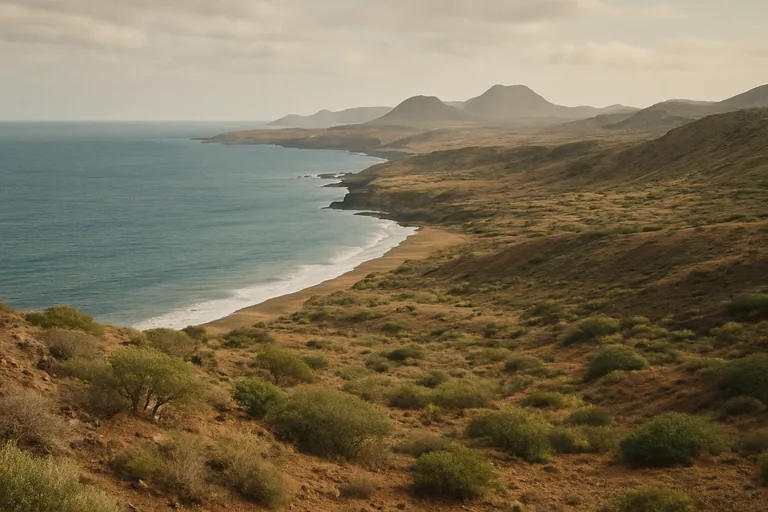 AI-generated landscape illustration inspired by Cape Verde