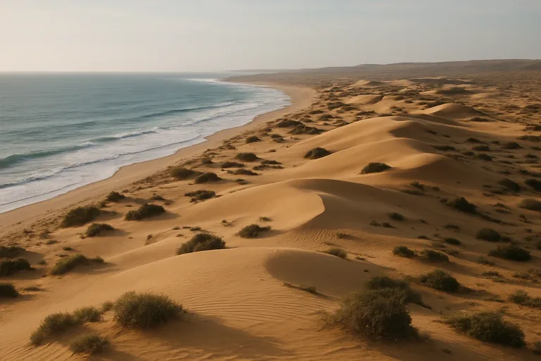 AI-generated landscape illustration inspired by Western Sahara