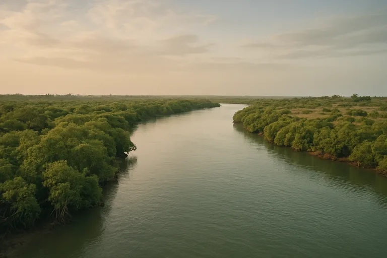 AI-generated landscape illustration inspired by Gambia