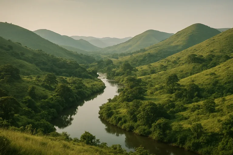 AI-generated landscape illustration inspired by Guinea
