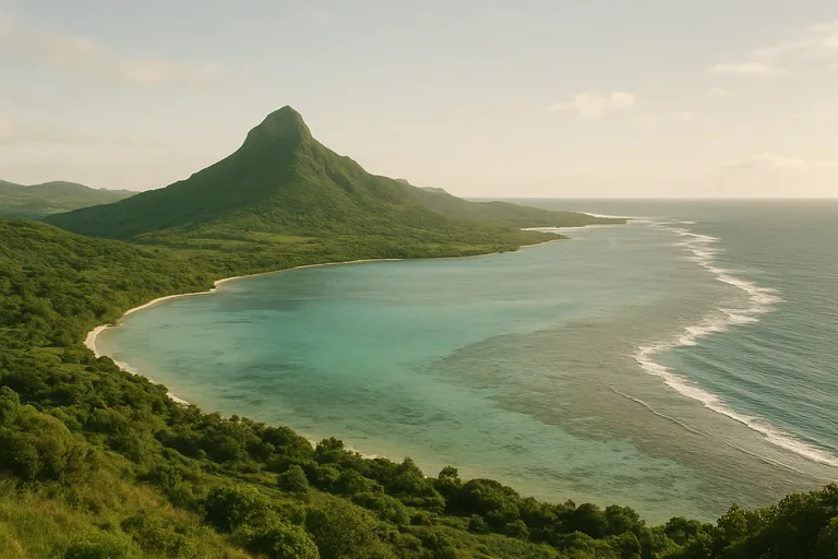 AI-generated landscape illustration inspired by Mauritius