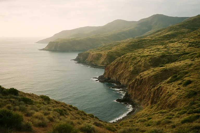AI-generated landscape illustration inspired by St. Helena