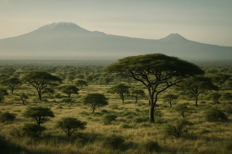 AI-generated landscape illustration inspired by Tanzania