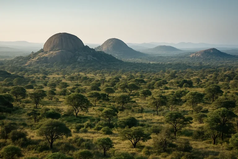 AI-generated landscape illustration inspired by Zimbabwe